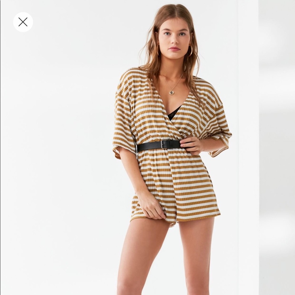 UO Ribbed Knit Surplice Romper (NWT)